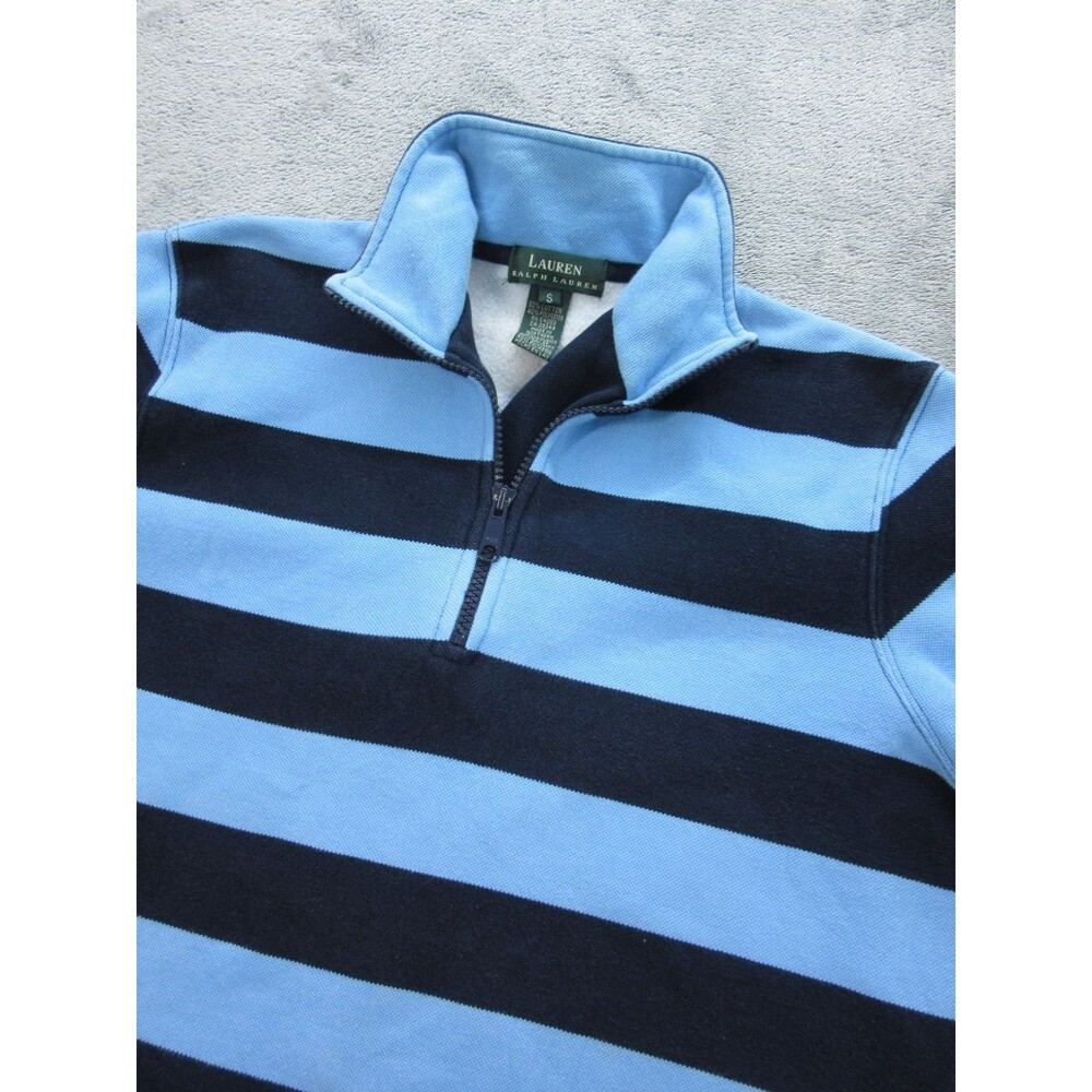 Ralph Lauren Marine Supply Men's Size Small Striped Blue 1/4 Zip Pullover Top